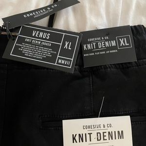 Knit denim joggers